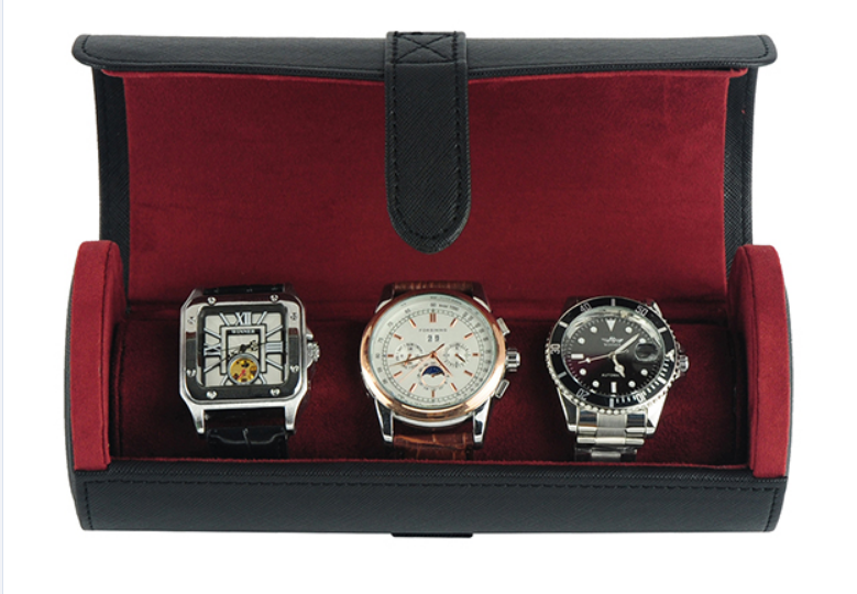 Wholesale Watches Box PU Leather Watch Case for 3 Watches Storage